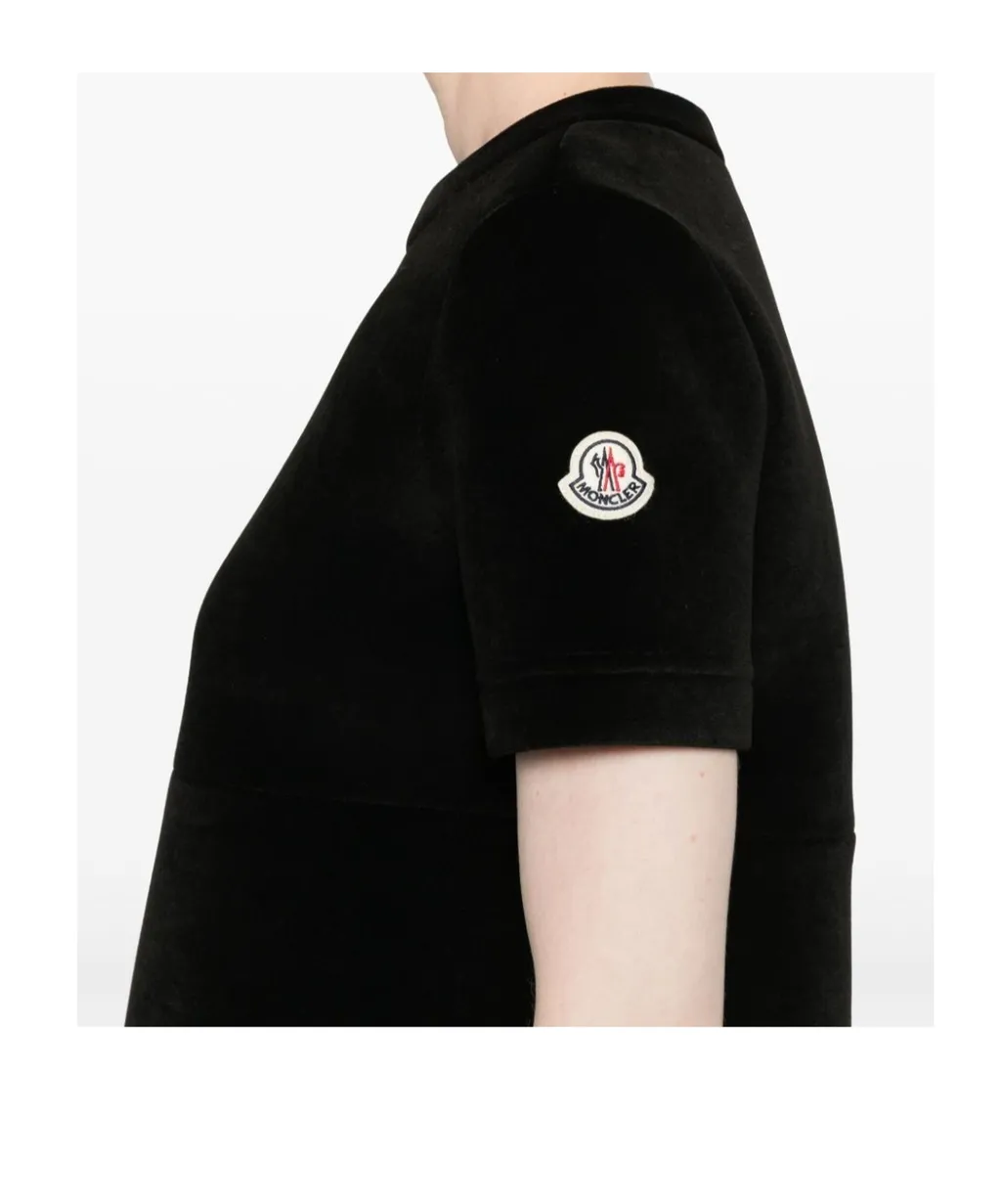 Logo Patch Velvet Mini Dress