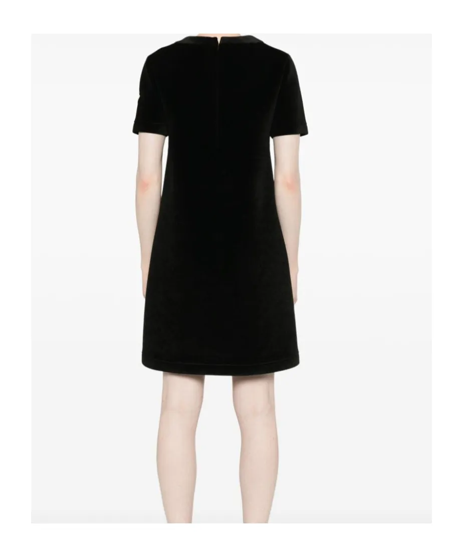 Logo Patch Velvet Mini Dress