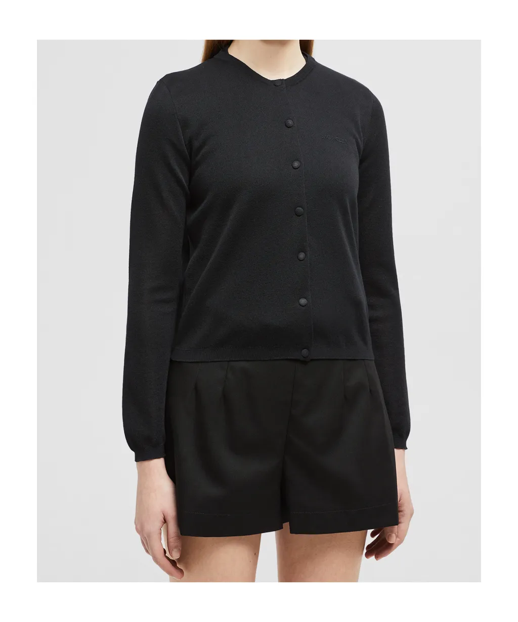 Embroidered Logo Button-Up Cardigan