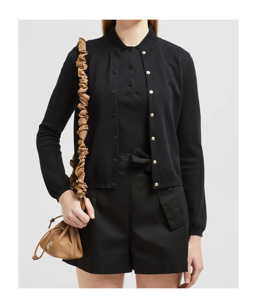 Embroidered Logo Button-Up Cardigan