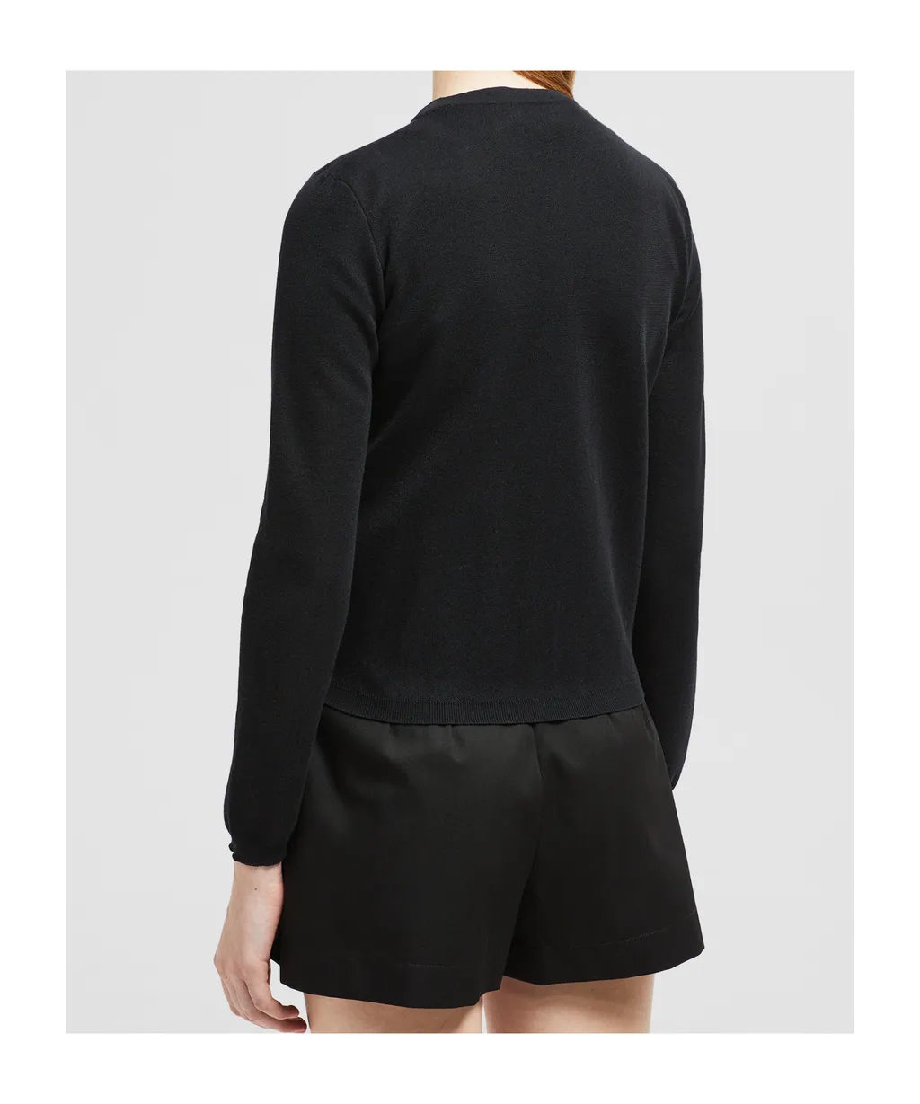 Embroidered Logo Button-Up Cardigan
