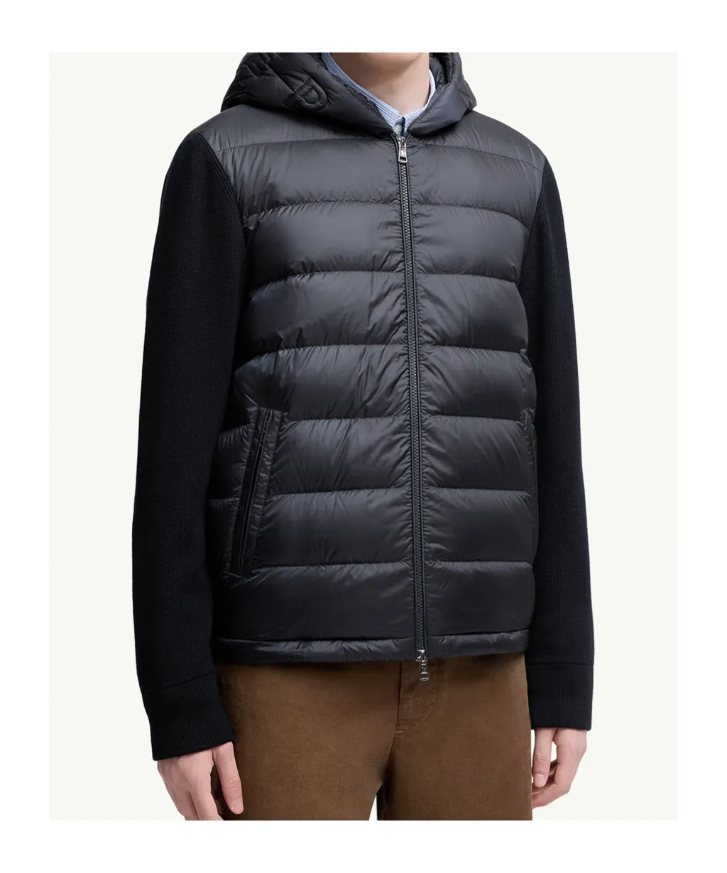 Panelled Zip-Up Hooded Cardigan