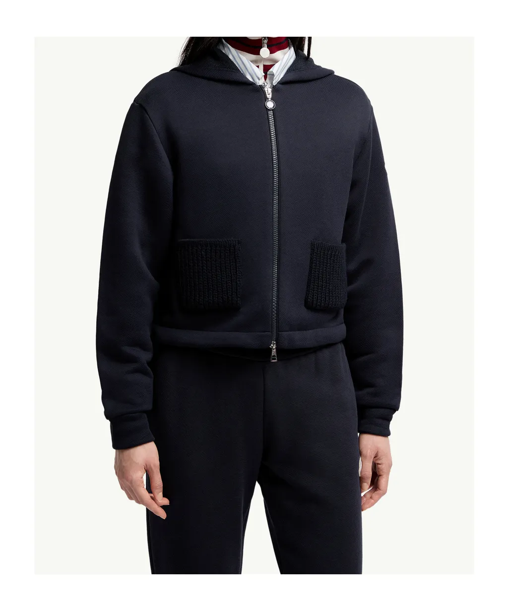 Knitted Pocket Zip-Up Hoodie