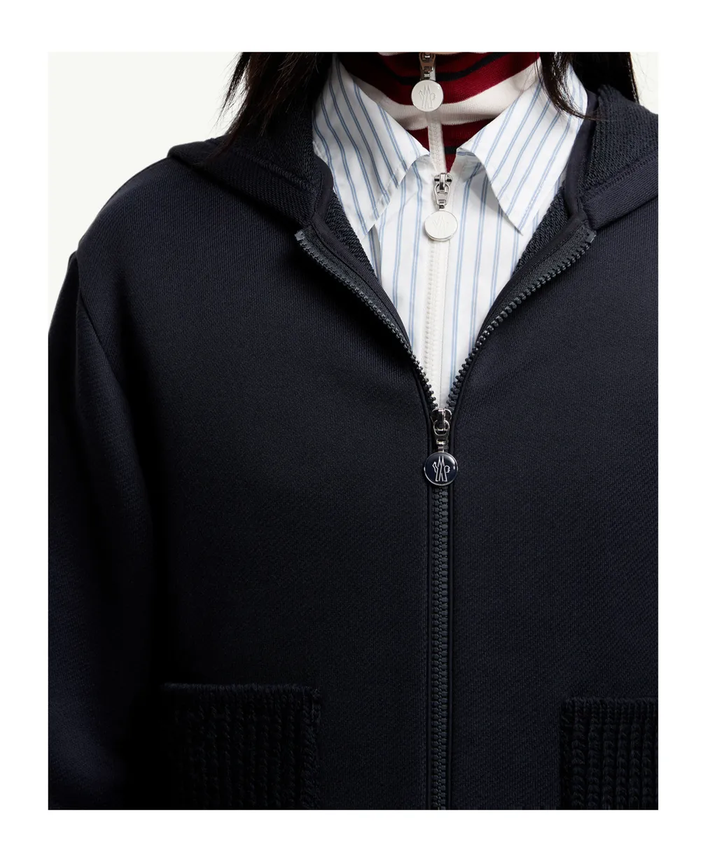 Knitted Pocket Zip-Up Hoodie