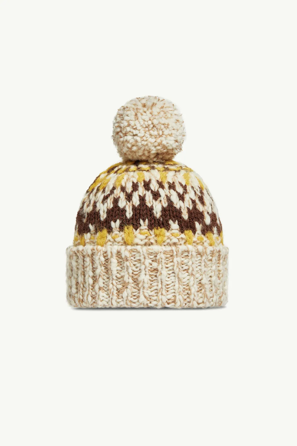 Woll Blend Jacquard Beanie With Pom Pom