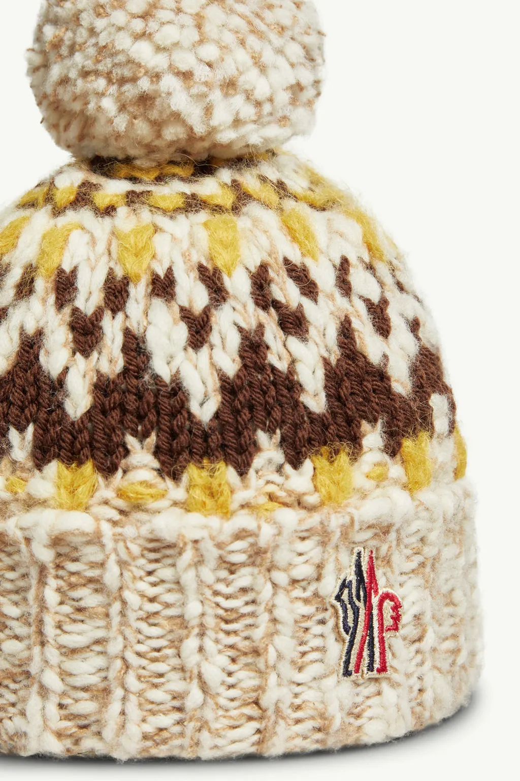 Woll Blend Jacquard Beanie With Pom Pom
