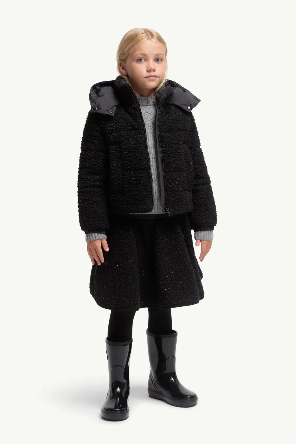 Zambaga Metallic Teddy Hooded Down Jacket