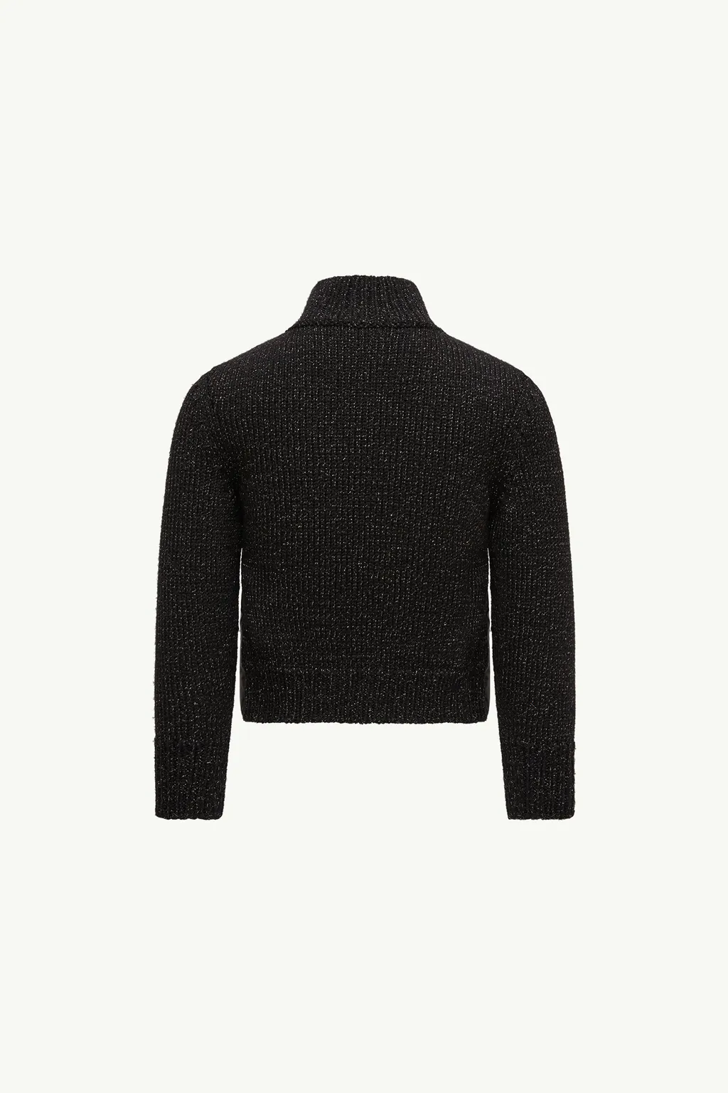 Padded Metallic Wool Zip-Up Cardigan