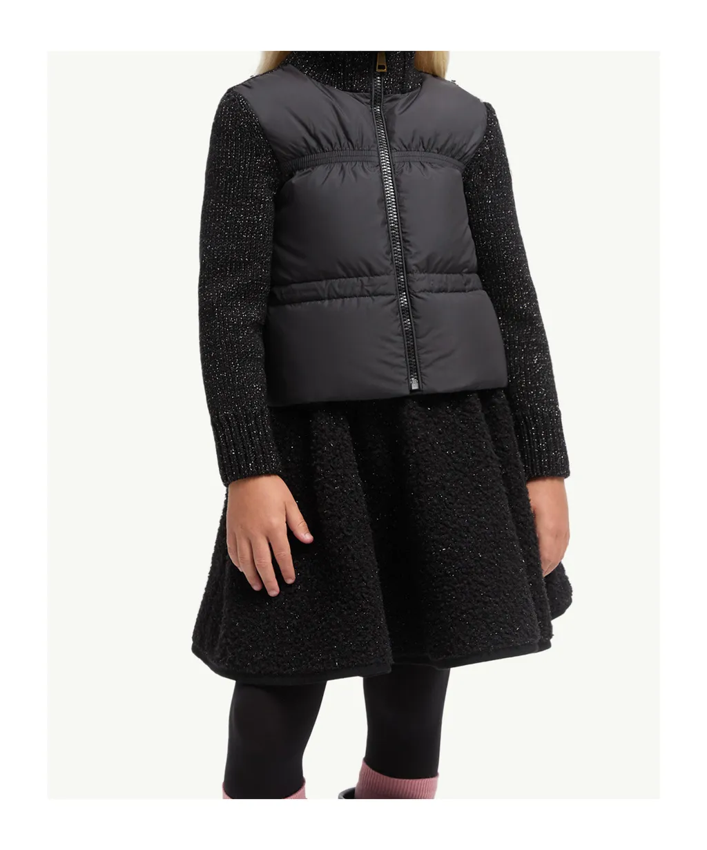Padded Metallic Wool Zip-Up Cardigan