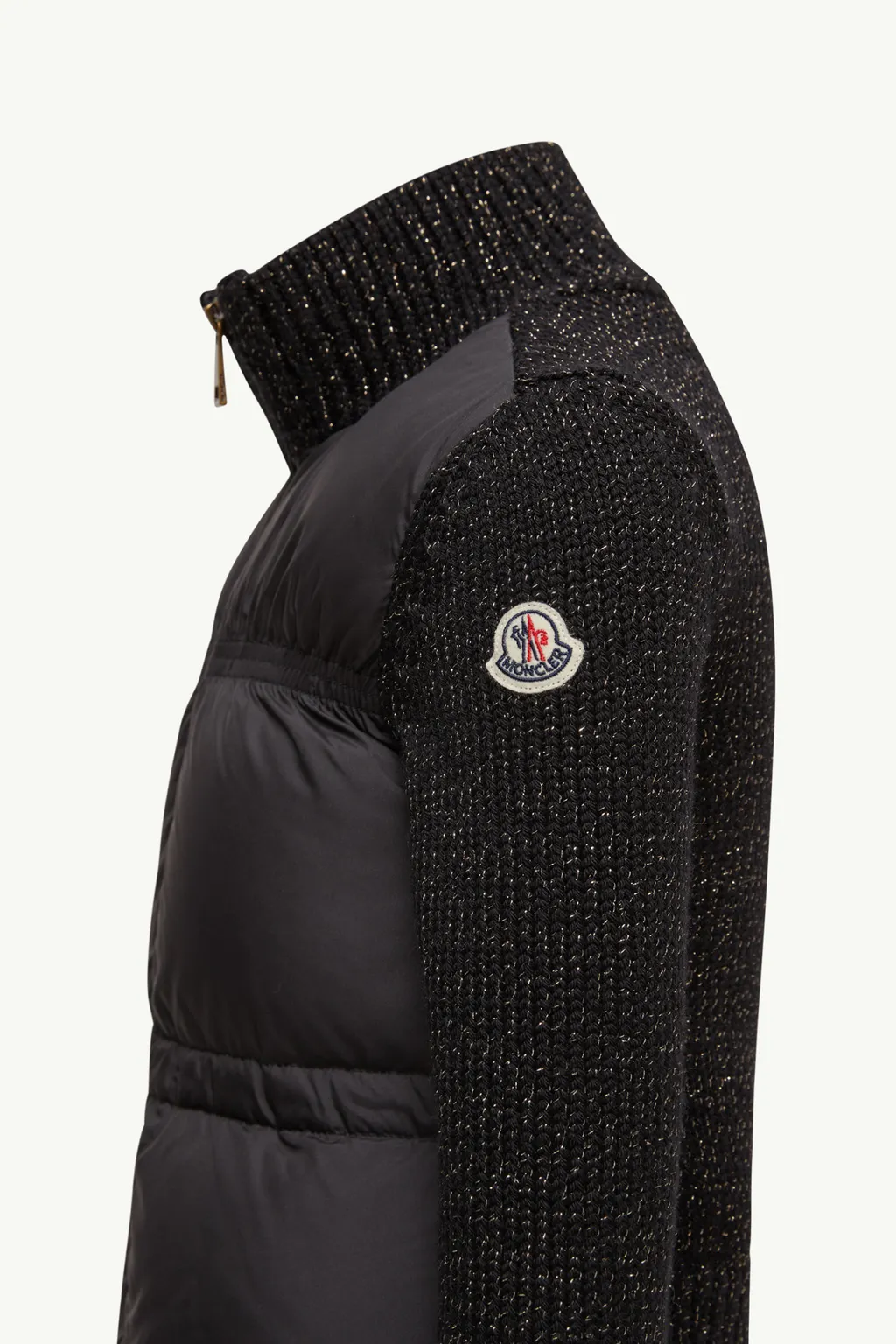 Padded Metallic Wool Zip-Up Cardigan