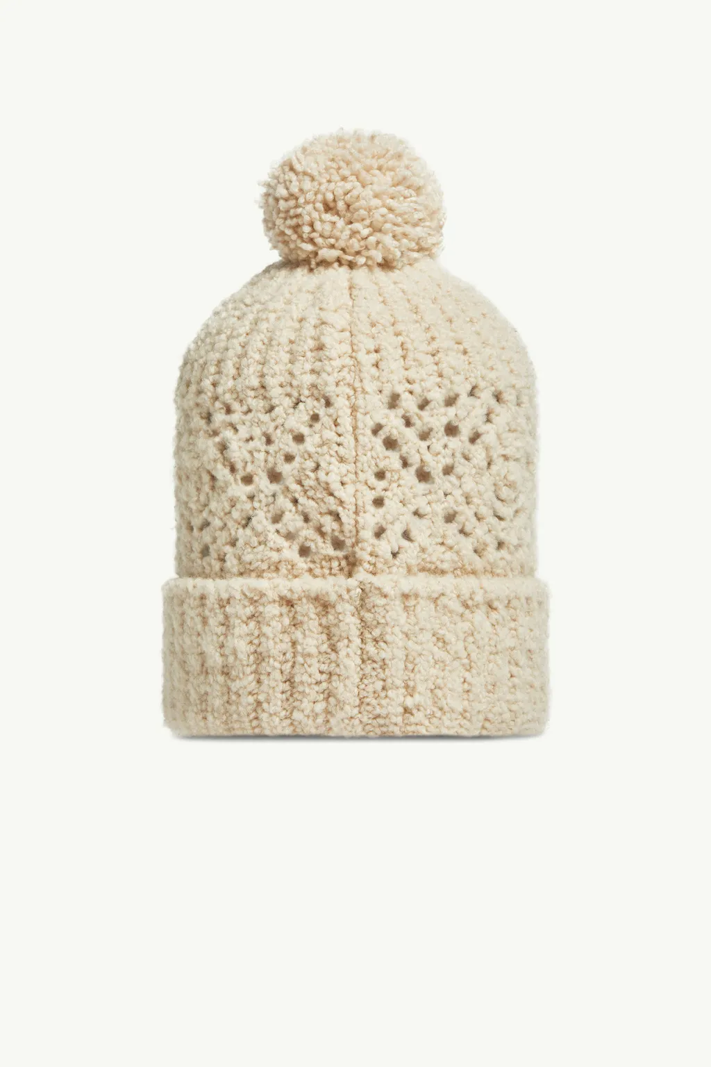 Wool Blend Beanie With Pom Pom