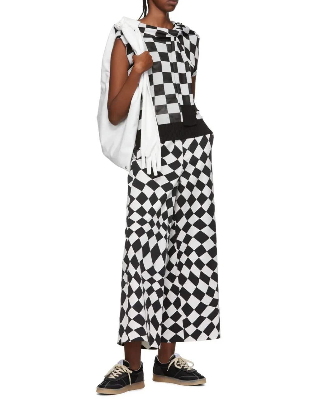 Logo-Spliced Sleeveless Knit Pullover