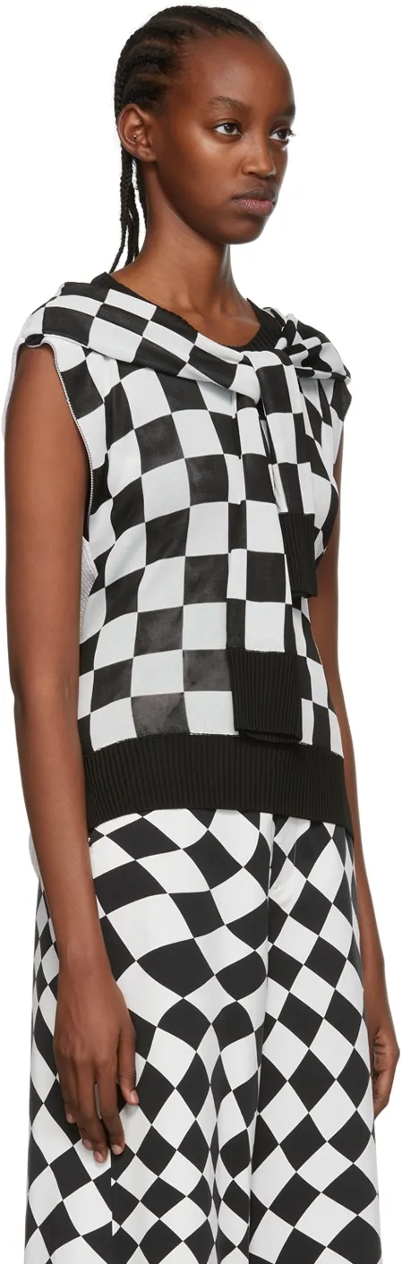 Logo-Spliced Sleeveless Knit Pullover