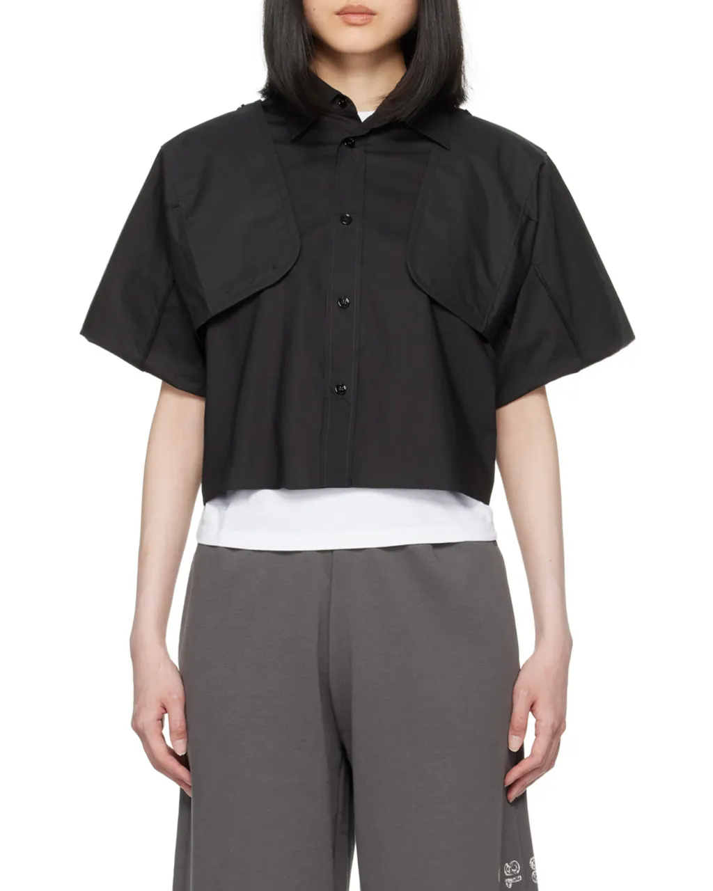 Wide-Sleeved Cropped Shirt