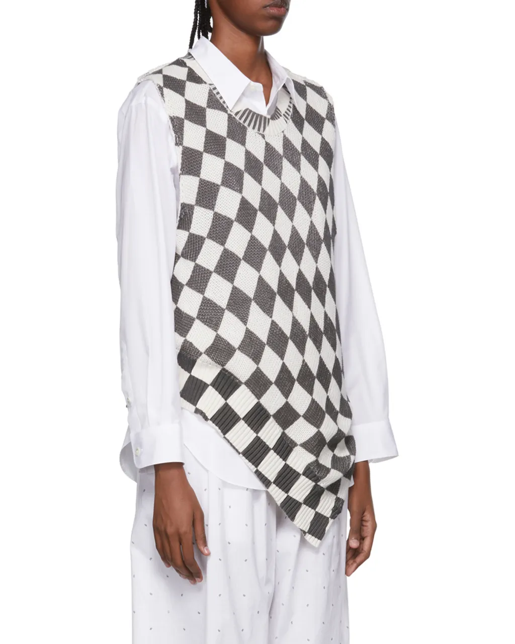 Checkerboard-Print Knitted Top