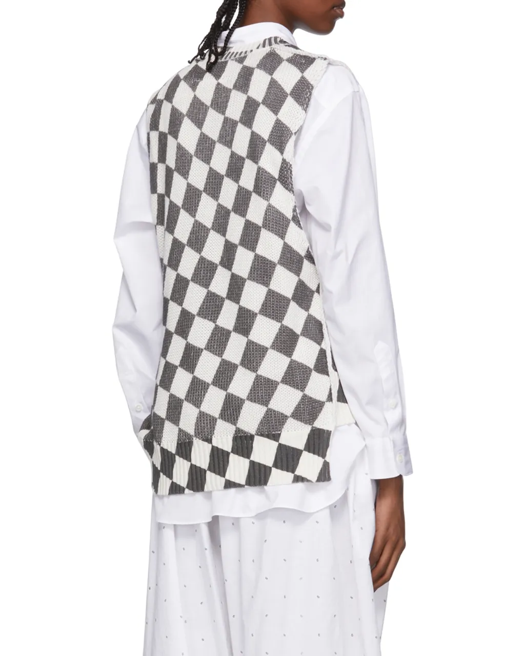 Checkerboard-Print Knitted Top