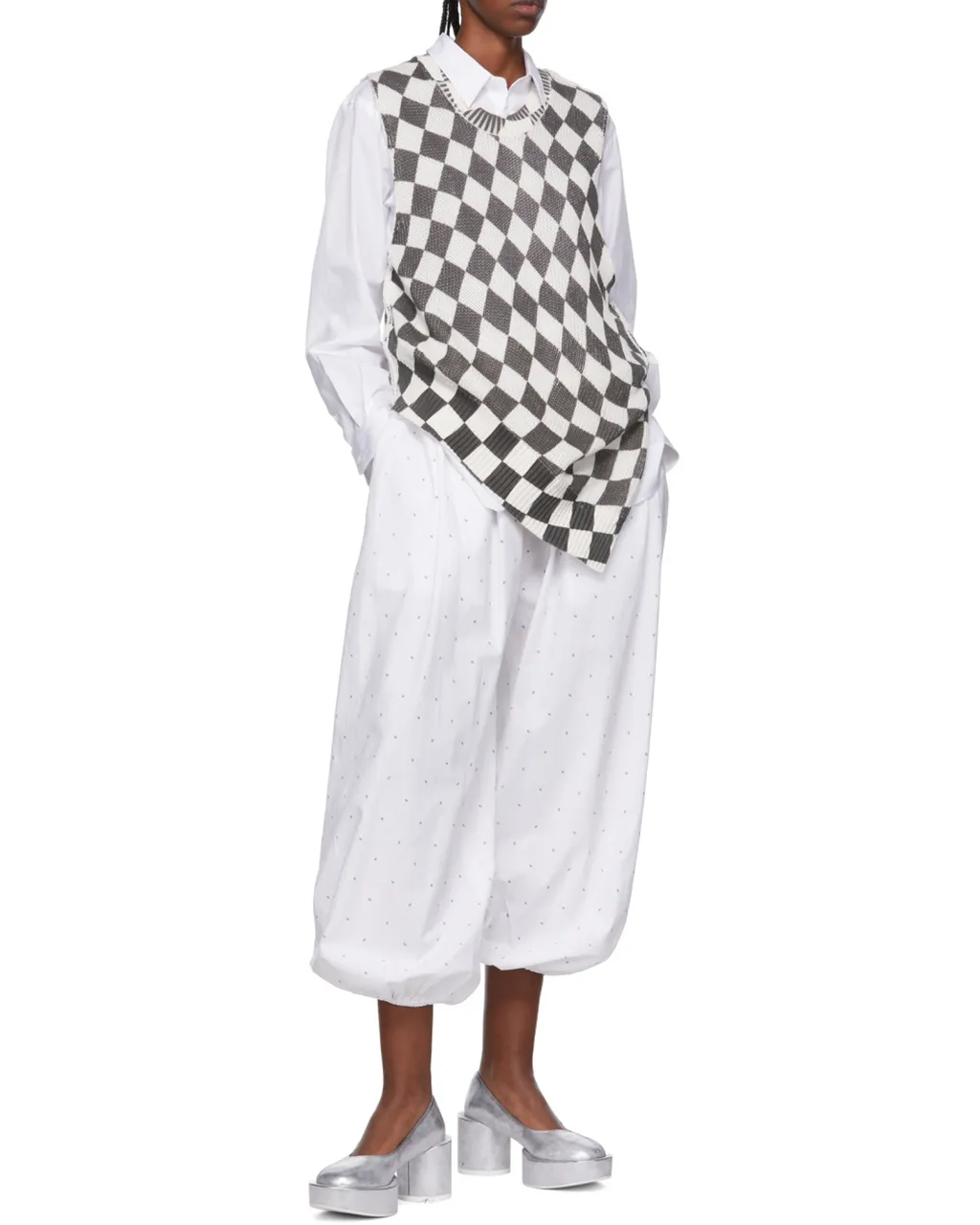 Checkerboard-Print Knitted Top
