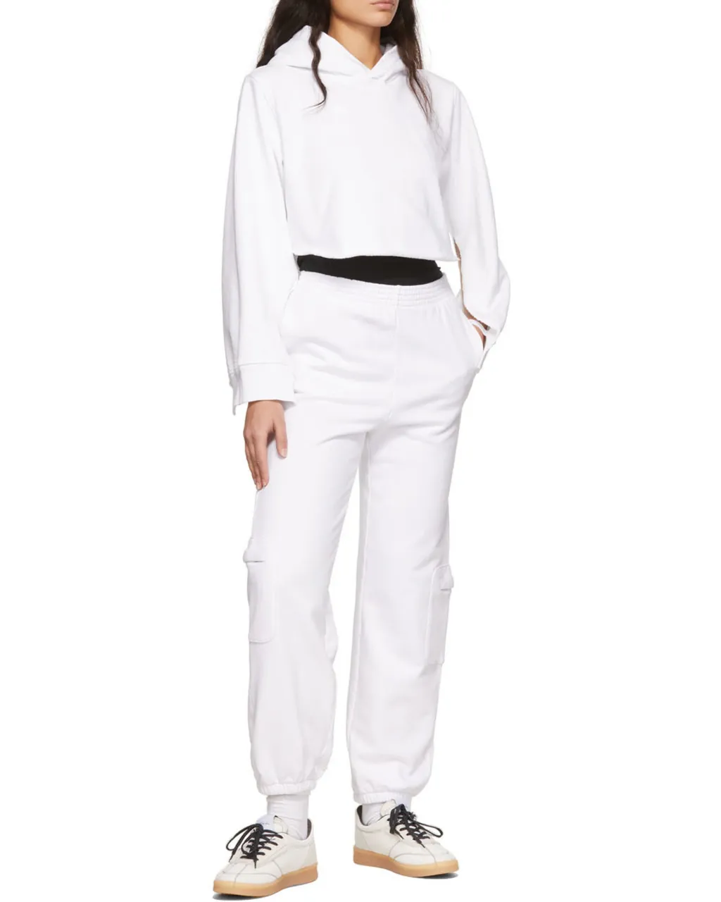 Cut-Out Sleeve Cropped Hoodie