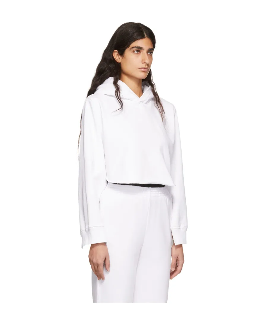 Cut-Out Sleeve Cropped Hoodie