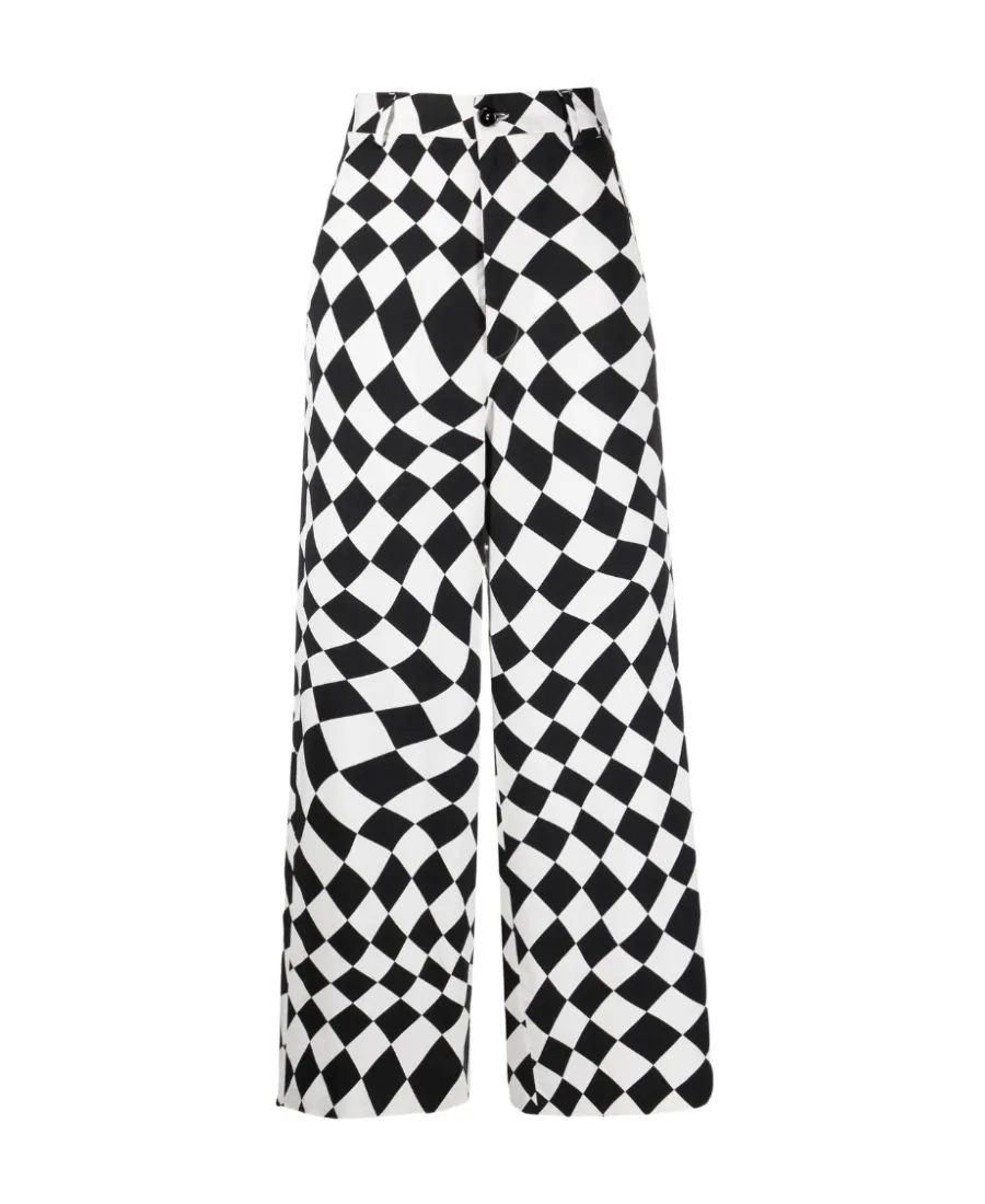 Flared Geometric-Print Trousers