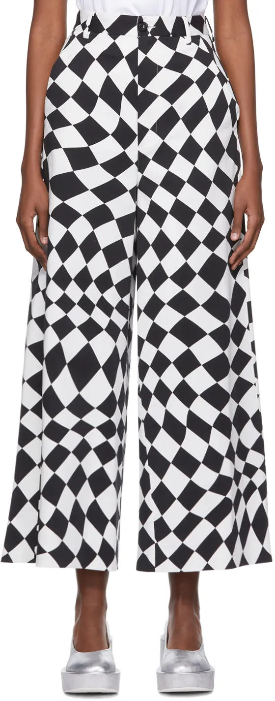 Flared Geometric-Print Trousers