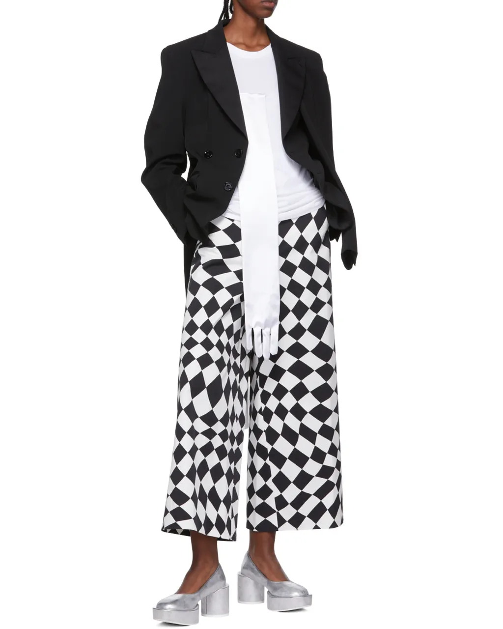 Flared Geometric-Print Trousers