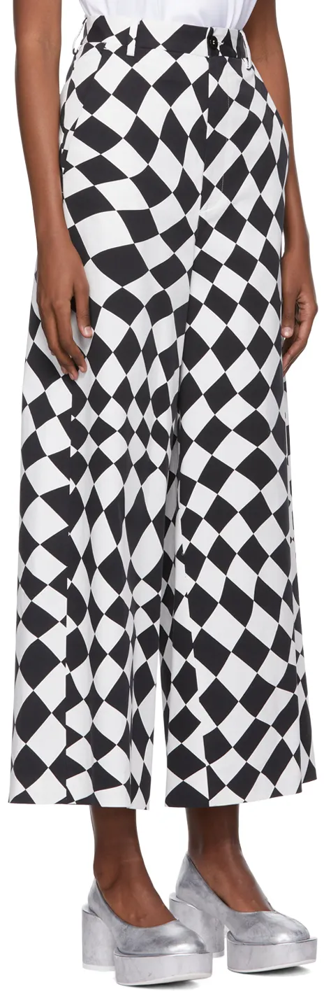 Flared Geometric-Print Trousers