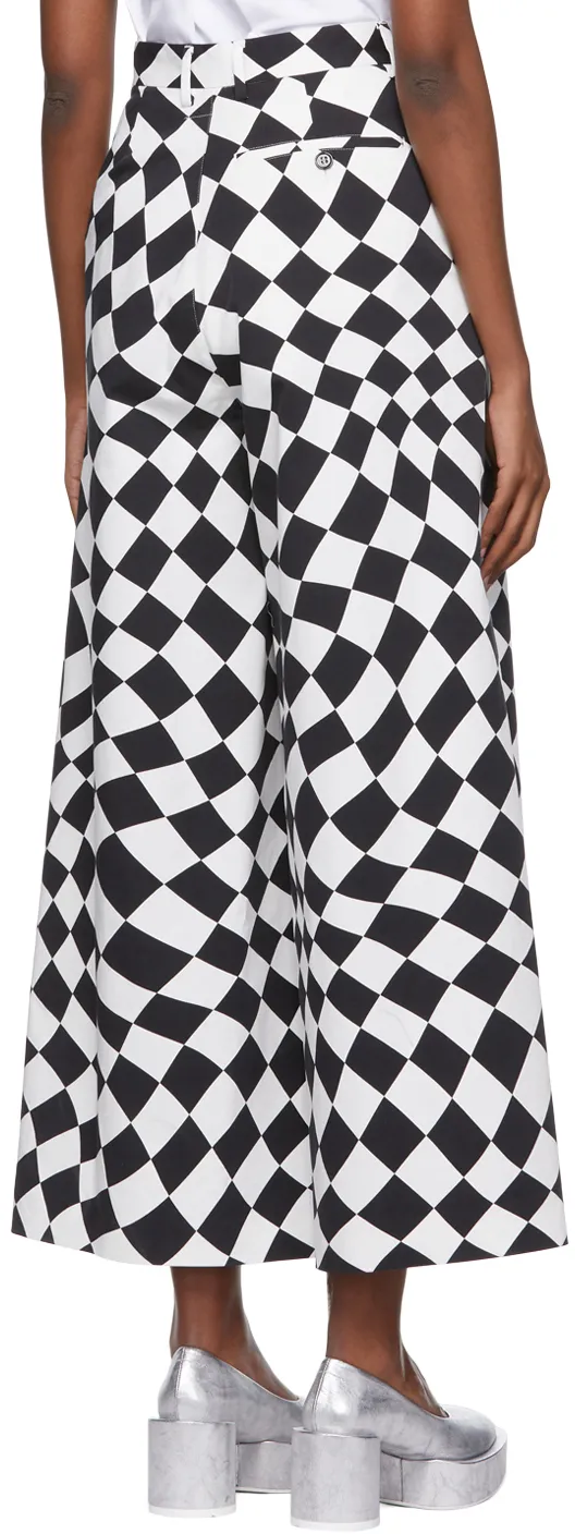 Flared Geometric-Print Trousers