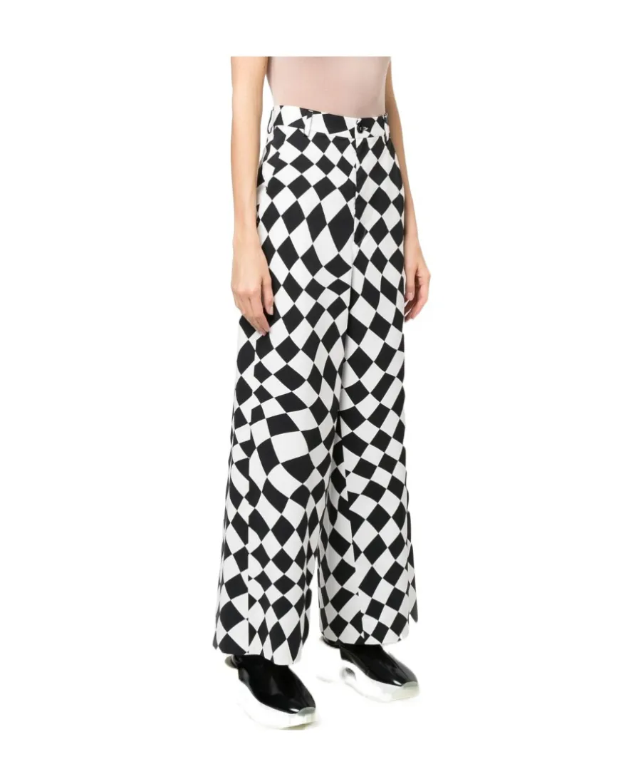 Flared Geometric-Print Trousers