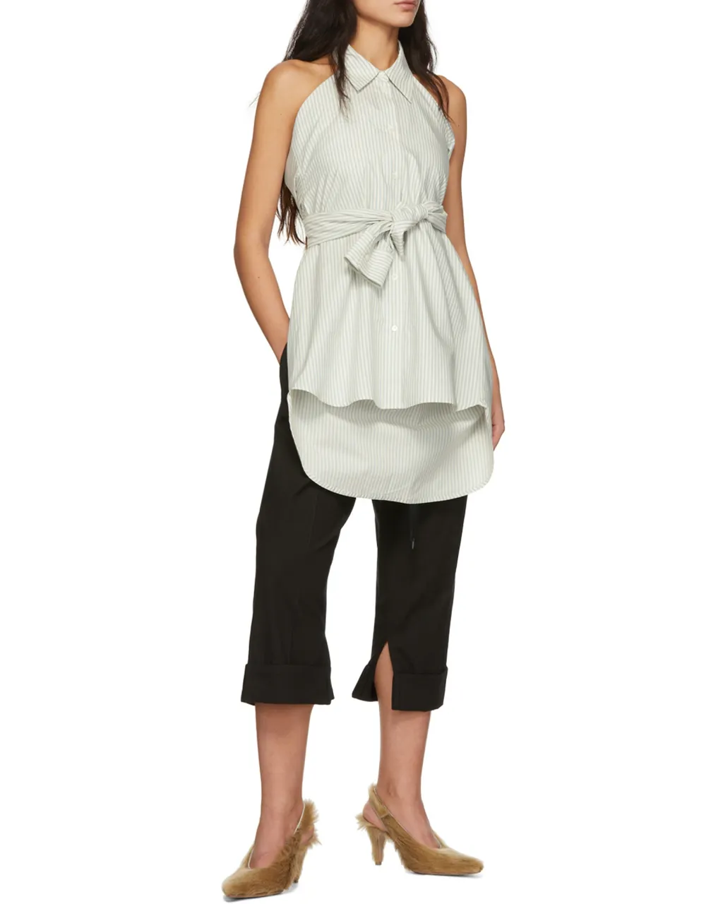 Slit-Detail Cropped Trousers