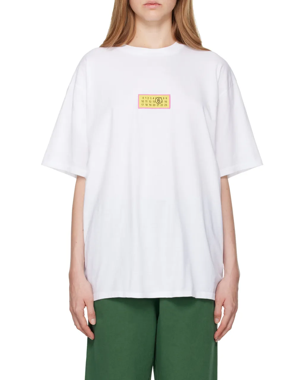 Numbers Motif-Patch Crewneck T-Shirt