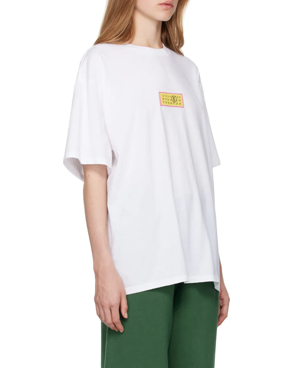 Numbers Motif-Patch Crewneck T-Shirt