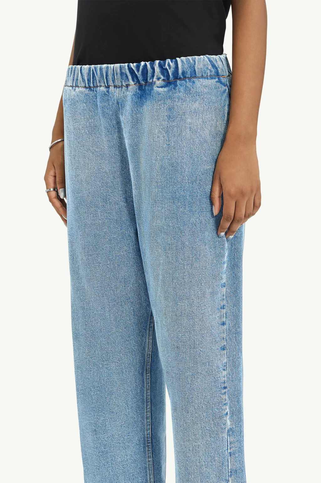 Cropped Blue Denim Trousers