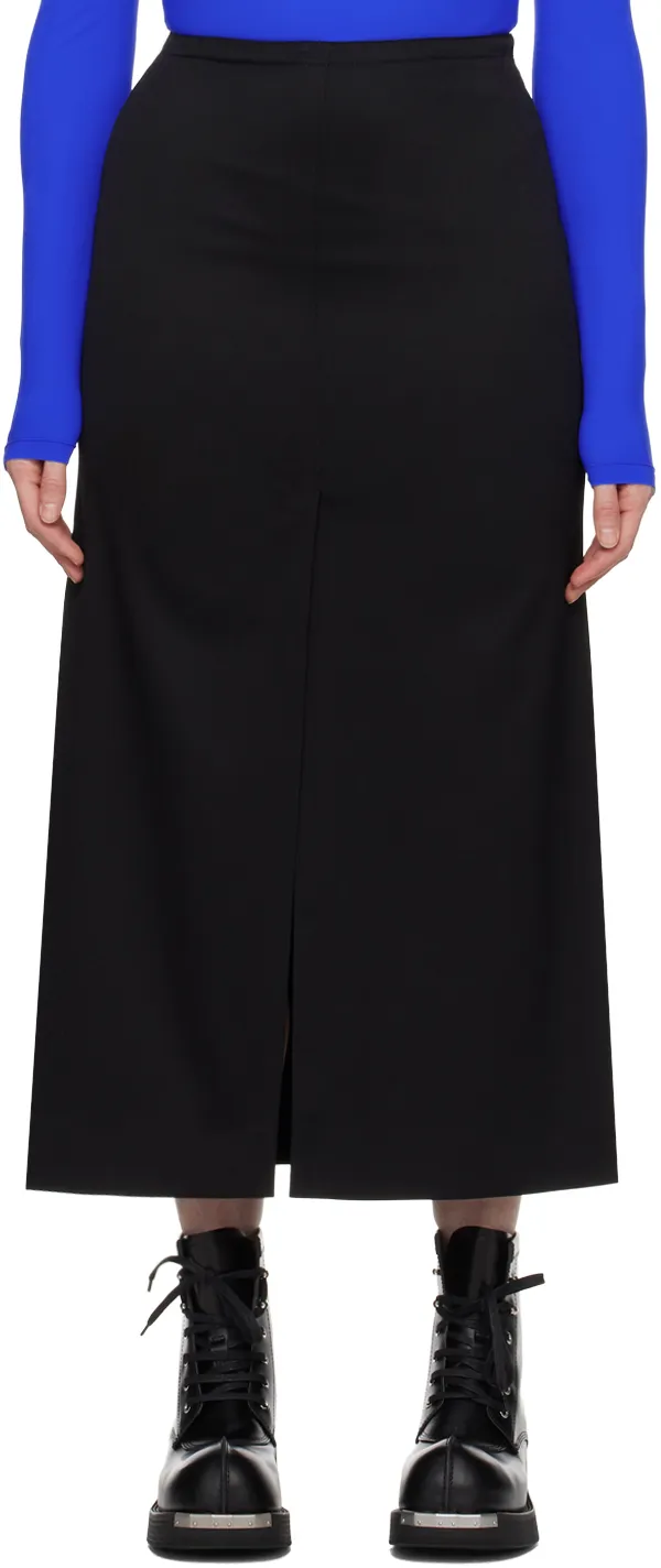 High-Waist Twill Midi Skirt