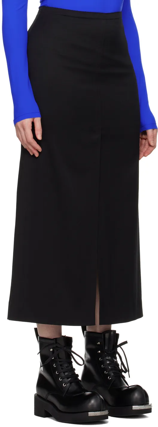 High-Waist Twill Midi Skirt