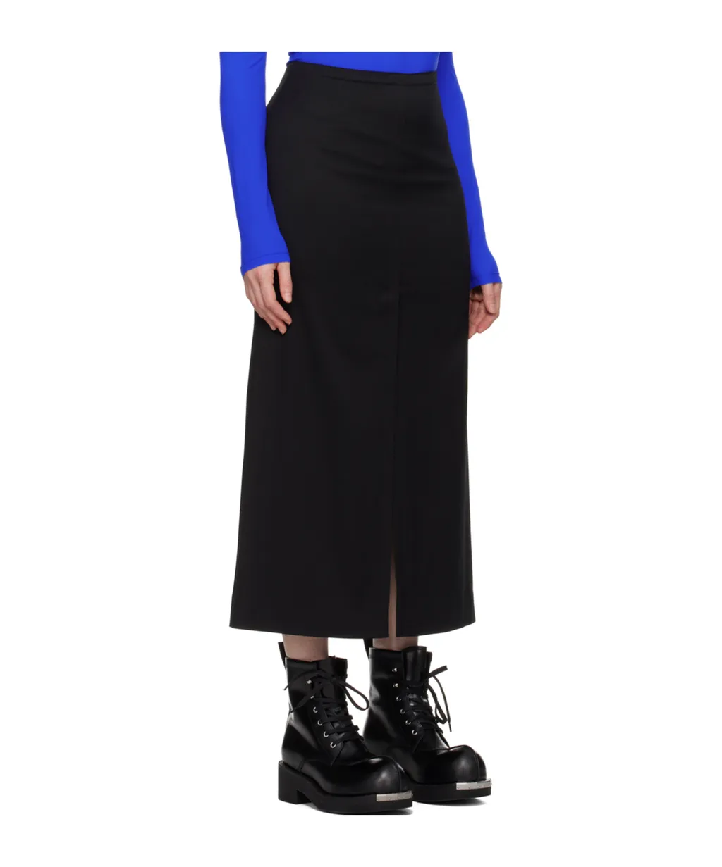 High-Waist Twill Midi Skirt