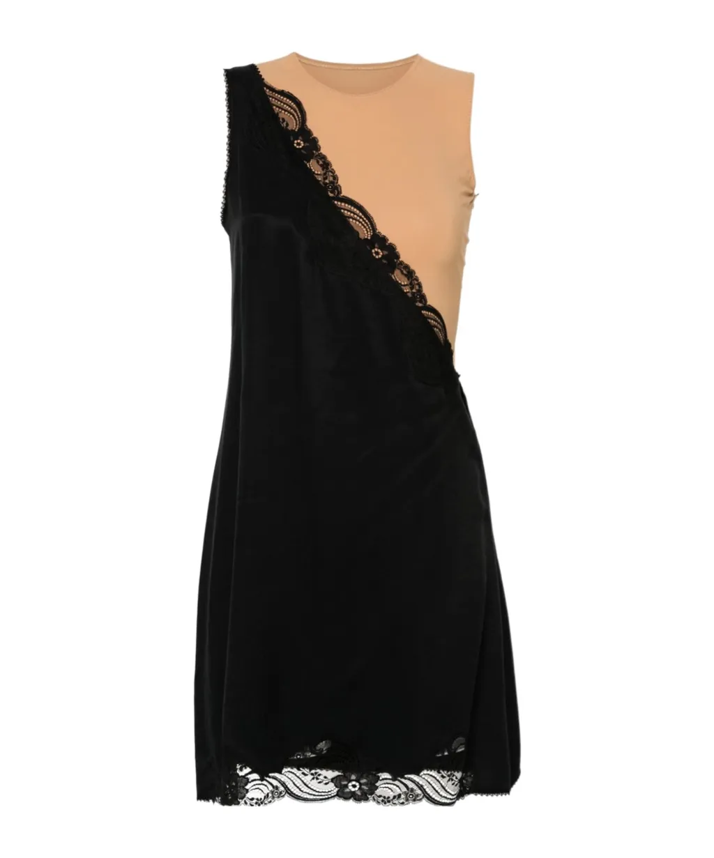 One Shoulder Lace Trim Dress