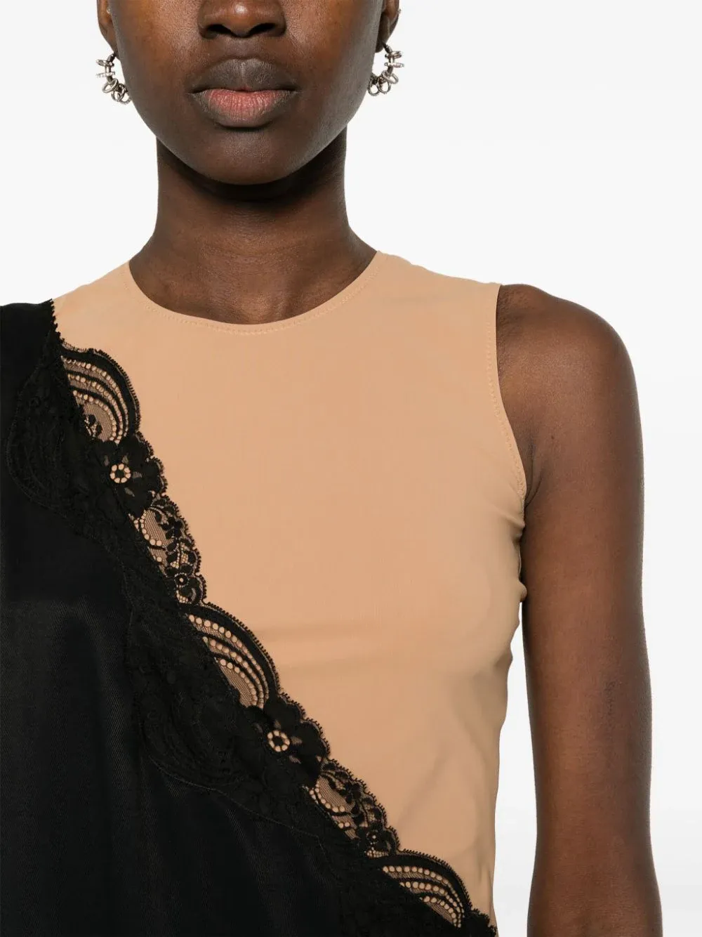 One Shoulder Lace Trim Dress