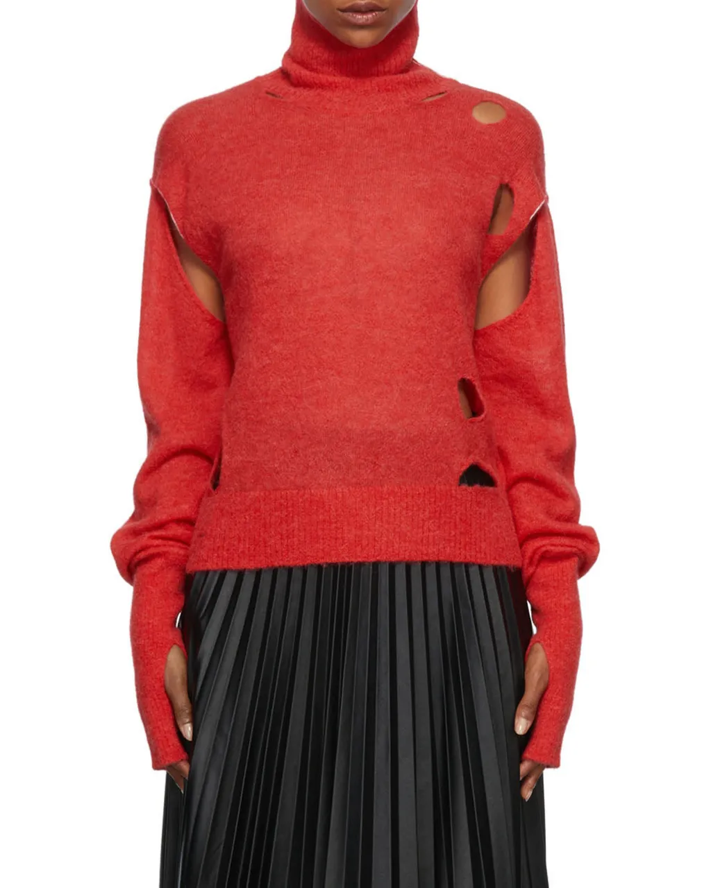Distressed Turtleneck Knitted Sweater