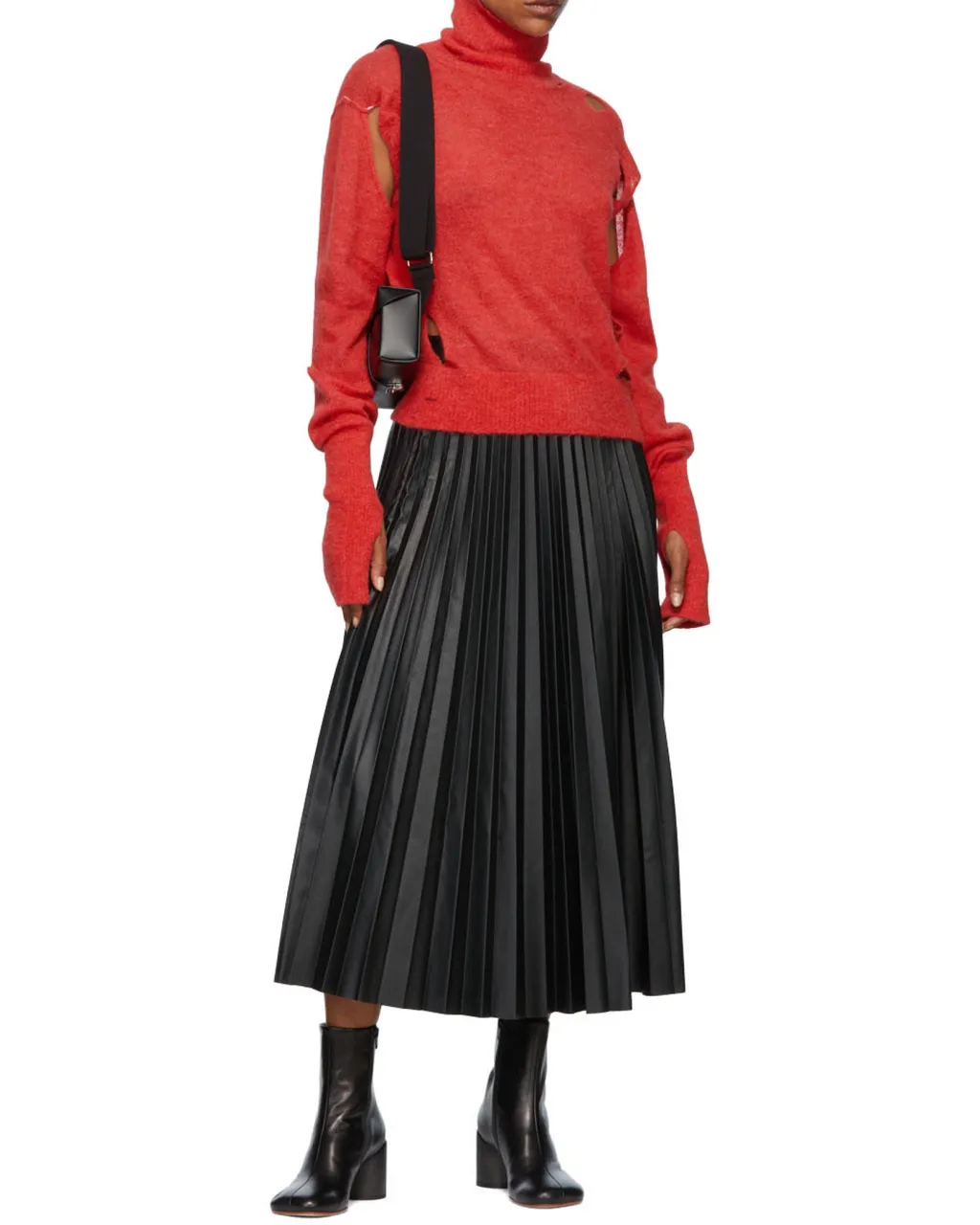 Distressed Turtleneck Knitted Sweater