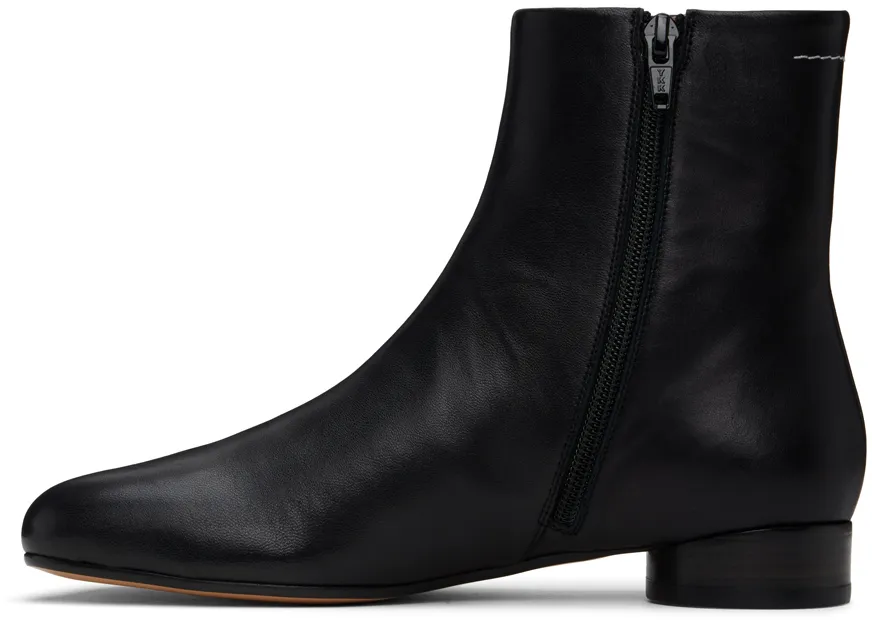 Logo Embroidered Block Heel Ankle Boots