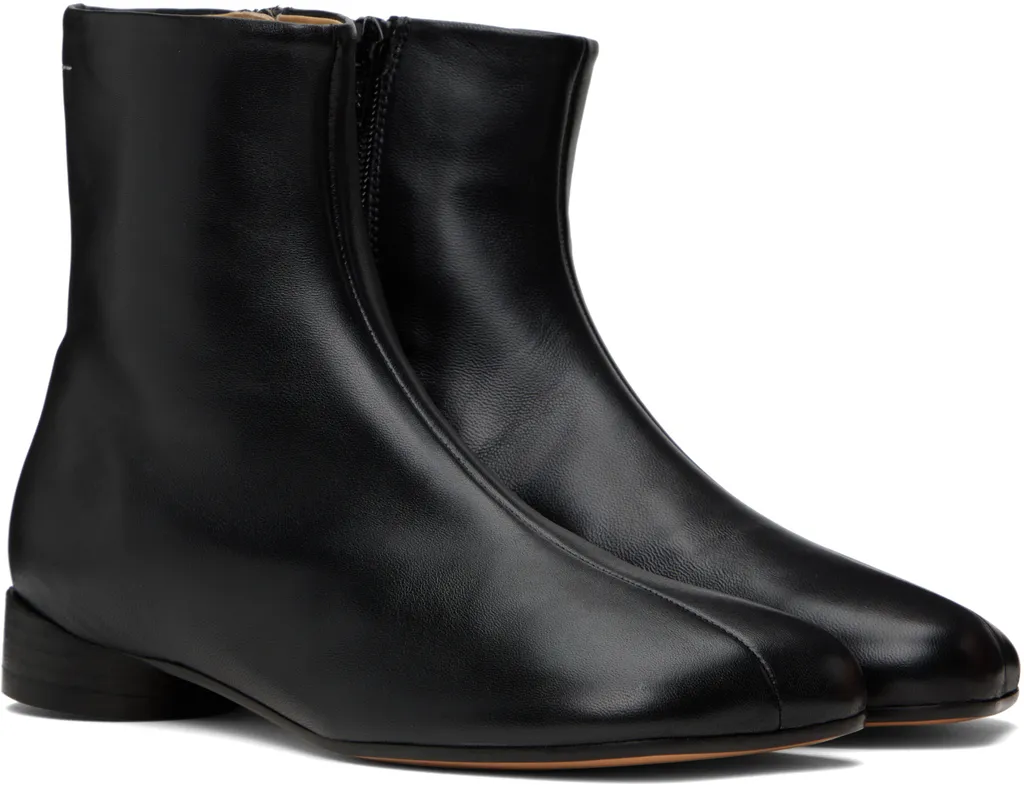 Logo Embroidered Block Heel Ankle Boots