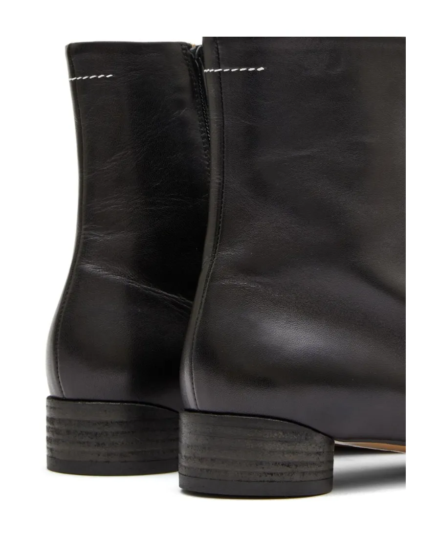 Logo Embroidered Block Heel Ankle Boots