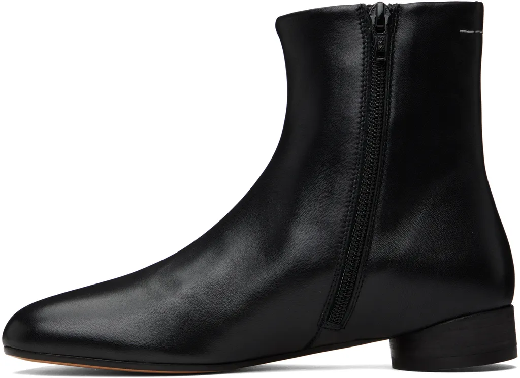 Logo Embroidered Block Heel Ankle Boots
