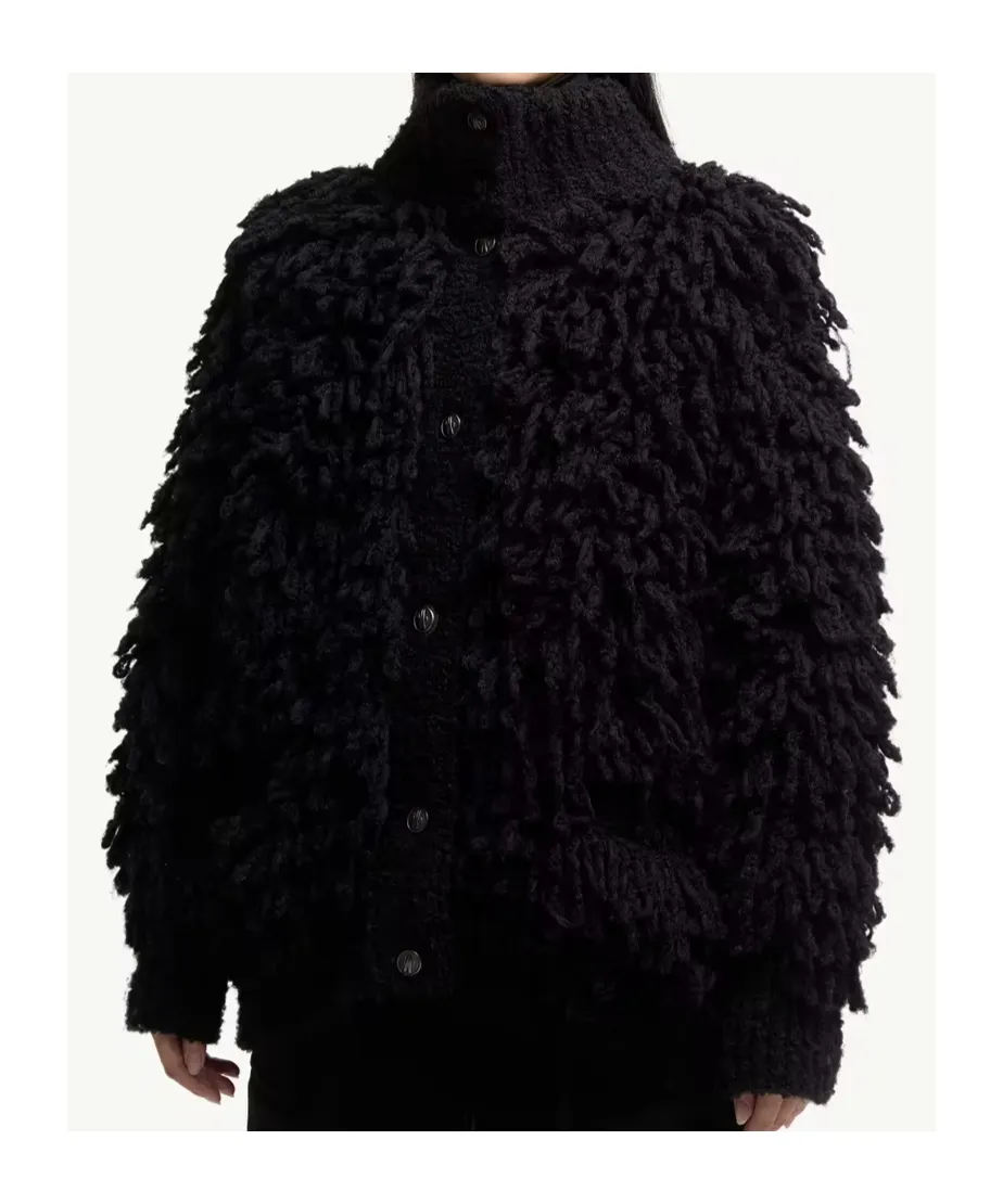 Textured Wool Blend Cardigan