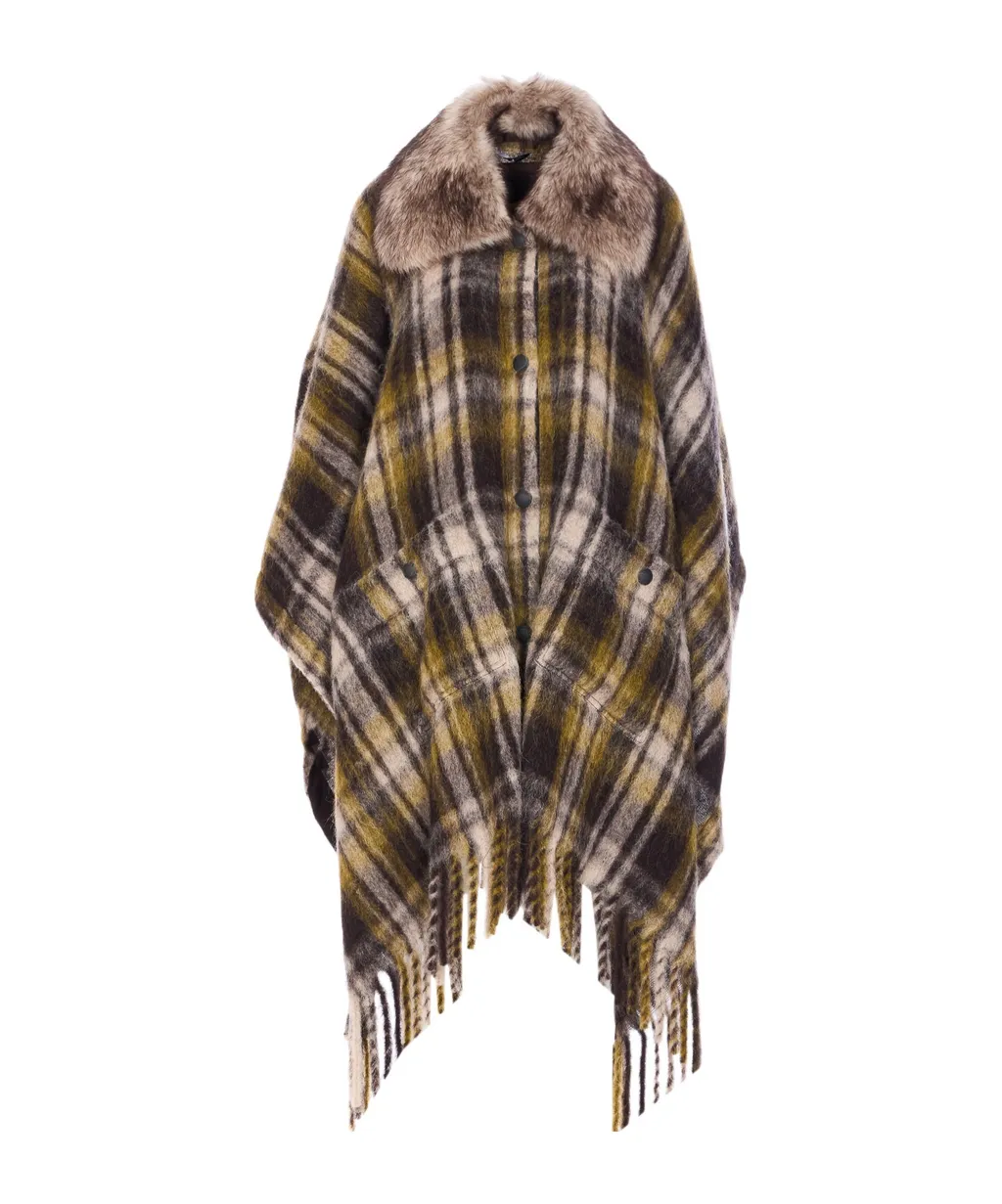Checked Fringed Edge Cape