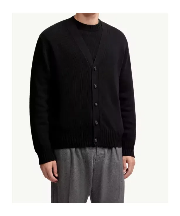 Logo Patch V-Neck Knitted Cardigan