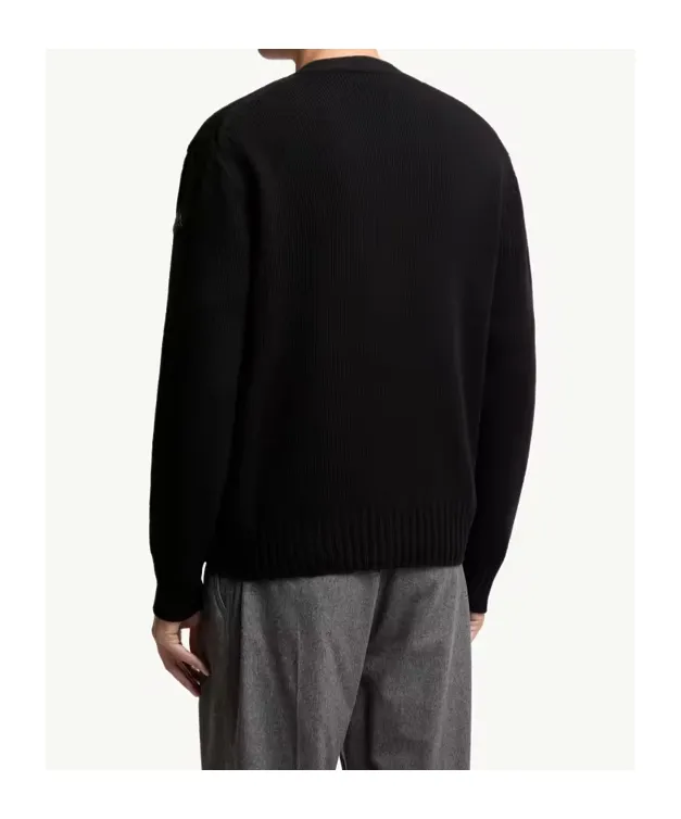 Logo Patch V-Neck Knitted Cardigan