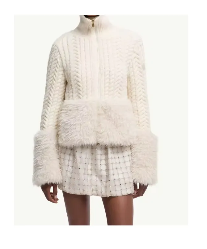 Zip-Up High Neck Cardigan