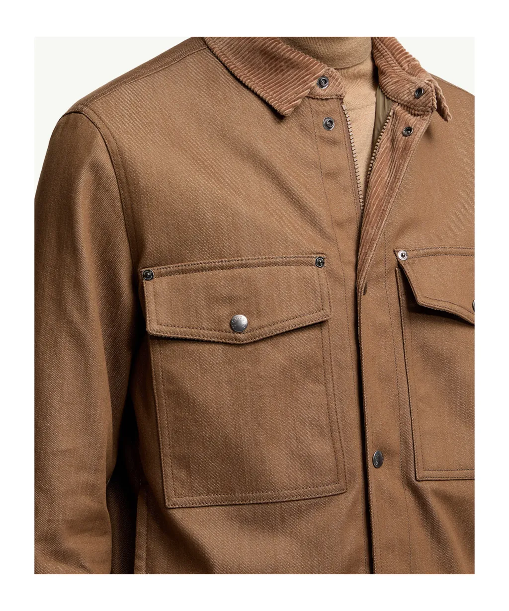 Denim Corduroy-Trimmed Shirt Jacket
